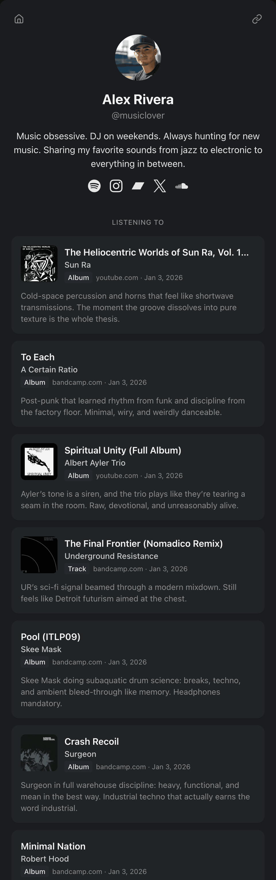 Recs.Bio profile screenshot